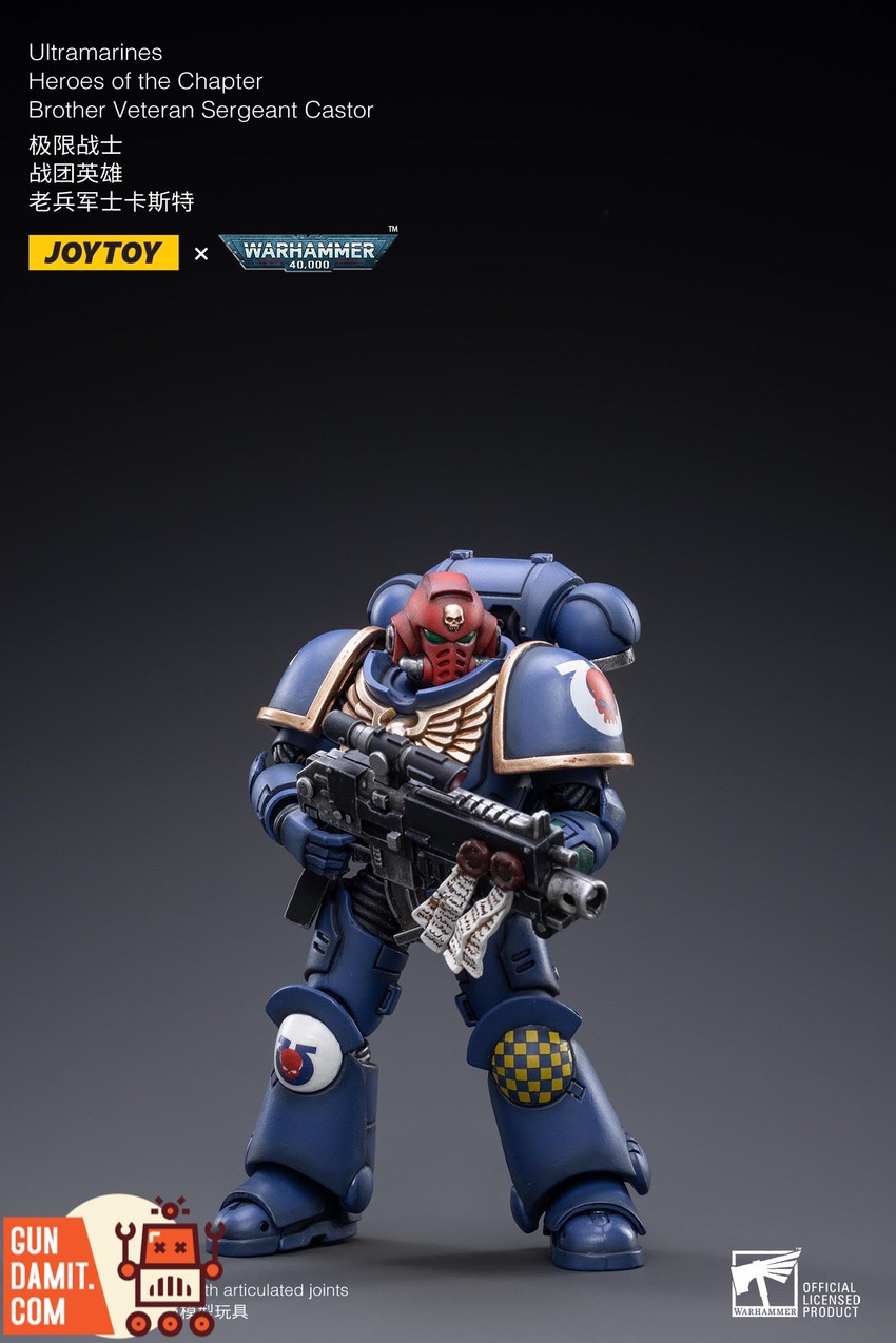 JoyToy 1/18 Ultramarines Castor combat pose close-up JoyToy 1/18 Ultramarines Castor combat pose close-up