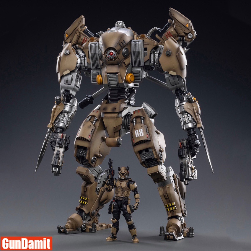 JoyToy 1/18 Xingtian Mecha standing with pilot figure showing full scale comparison JoyToy 1/18 Xingtian Mecha standing with pilot figure showing full scale comparison