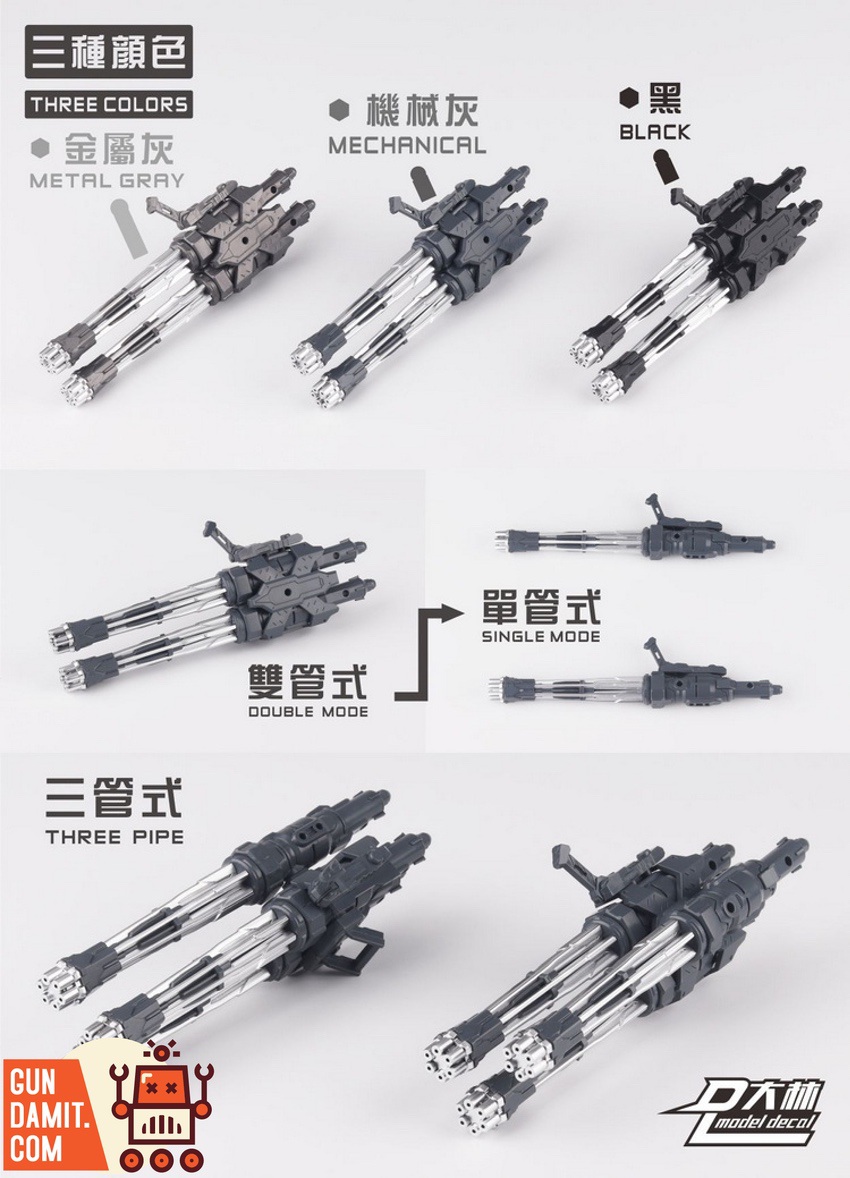 Dalin Model Gatling Cannon Multiple Sets Stacked on White Gundam Dalin Model Gatling Cannon Multiple Sets Stacked on White Gundam