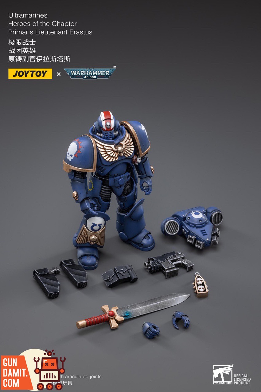 JoyToy WH40K Lieutenant Erastus full accessories layout JoyToy WH40K Lieutenant Erastus full accessories layout