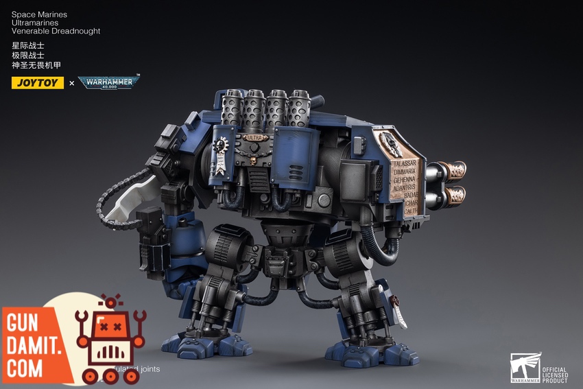 JoyToy 1/18 Ultramarines Dreadnought rear view with exhaust detail JoyToy 1/18 Ultramarines Dreadnought rear view with exhaust detail
