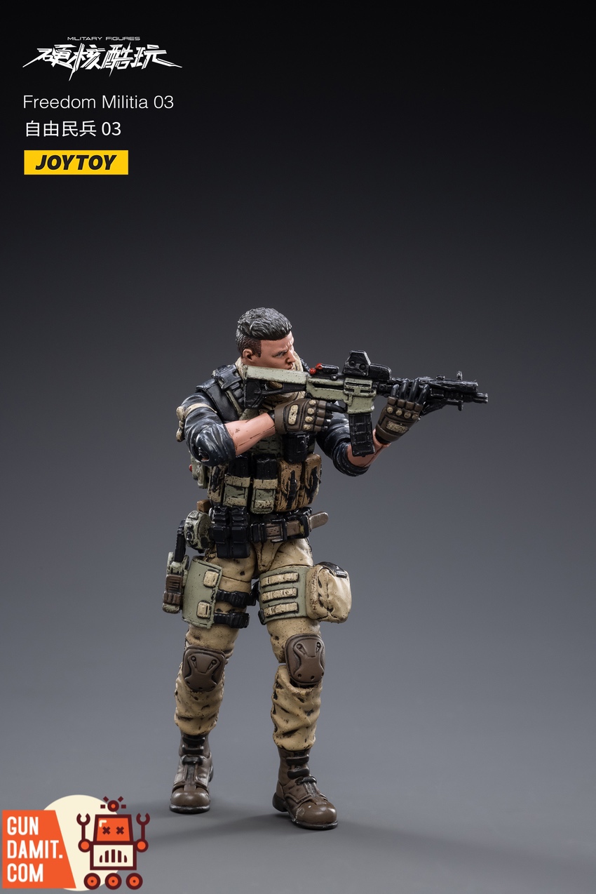 JoyToy 1/18 Freedom Militia 03 solo figure aiming rifle combat pose JoyToy 1/18 Freedom Militia 03 solo figure aiming rifle combat pose