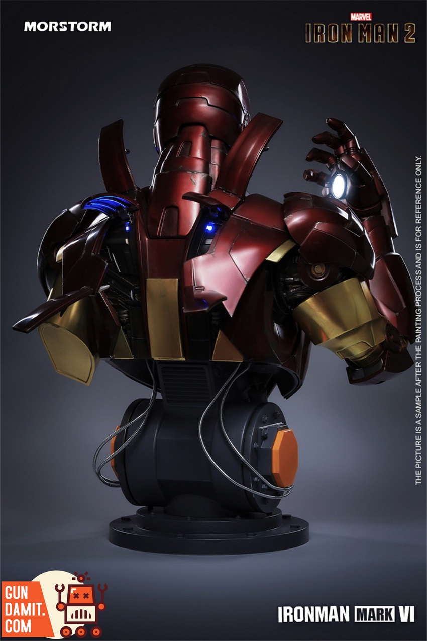 Eastern Model Iron Man MK VI bust rear three-quarter view with opened armor panels and repulsor hand Eastern Model Iron Man MK VI bust rear three-quarter view with opened armor panels and repulsor hand
