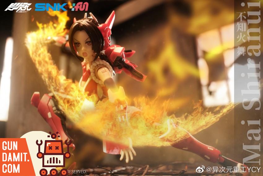 Degenerator Mai Shiranui mecha kit dynamic fire effect pose close-up Degenerator Mai Shiranui mecha kit dynamic fire effect pose close-up