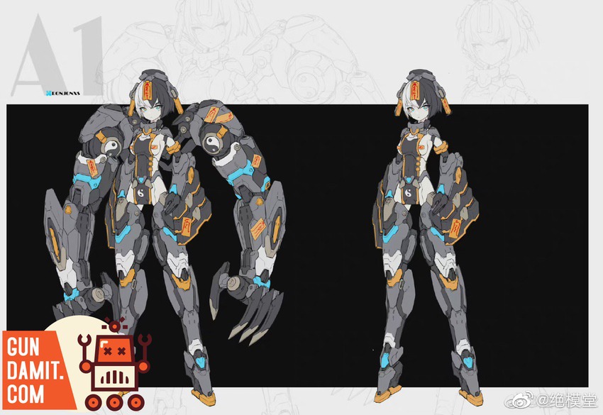Never Model 1/12 Perpetual Motion Girl Zero design sheet showing two armor configurations Never Model 1/12 Perpetual Motion Girl Zero design sheet showing two armor configurations