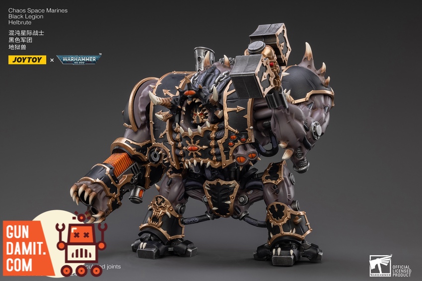 JoyToy Warhammer 40K Black Legion Helbrute side angle with power fist and spikes JoyToy Warhammer 40K Black Legion Helbrute side angle with power fist and spikes