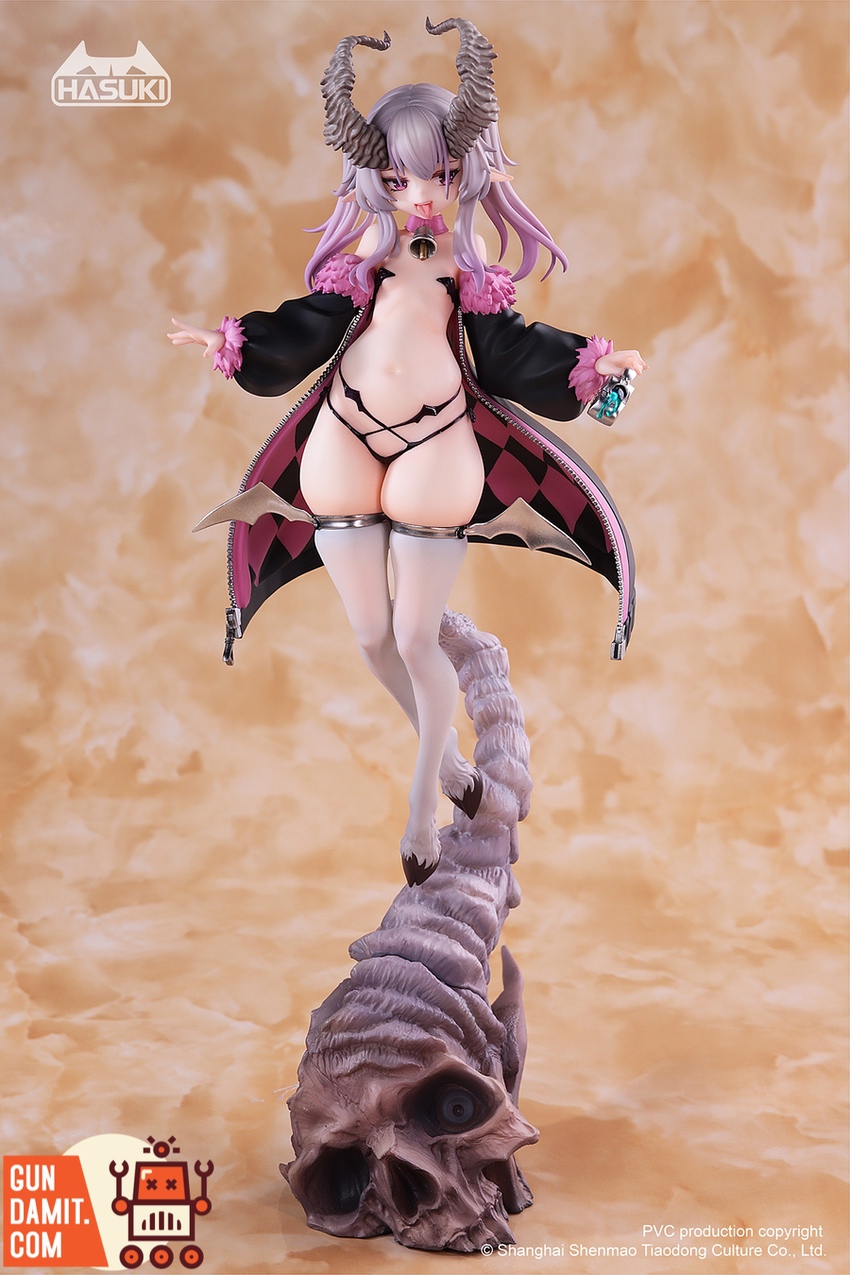 HASUKI Baa Baa Goat demon girl statue with HASUKI logo front angle HASUKI Baa Baa Goat demon girl statue with HASUKI logo front angle
