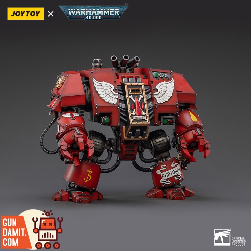 JoyToy 1/18 Warhammer 40K Blood Angels Furioso Dreadnought front view with fist weapons JoyToy 1/18 Warhammer 40K Blood Angels Furioso Dreadnought front view with fist weapons