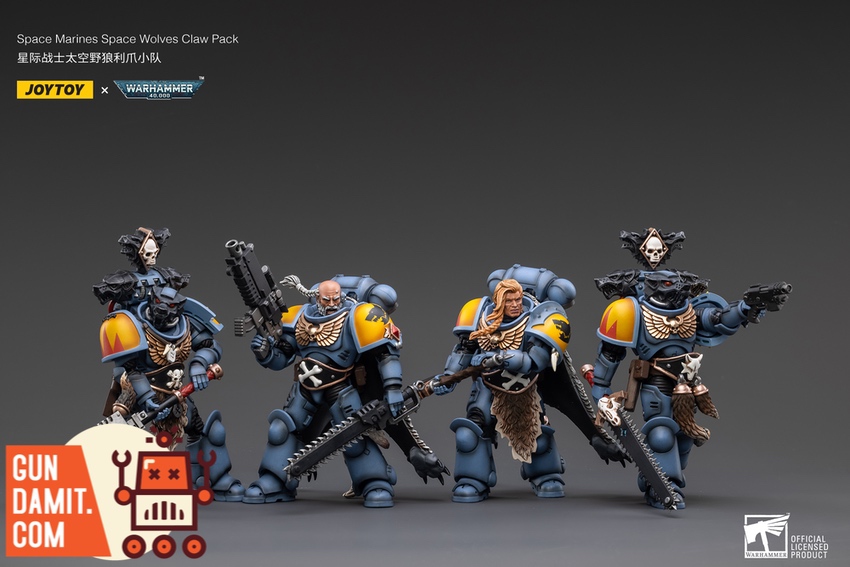 JoyToy Space Wolves Claw Pack 4-figure set alternate front angle group pose JoyToy Space Wolves Claw Pack 4-figure set alternate front angle group pose