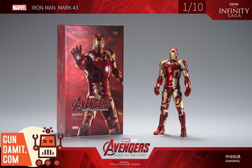 ZT Toys Iron Man Mark 43 with box packaging and figure display ZT Toys Iron Man Mark 43 with box packaging and figure display