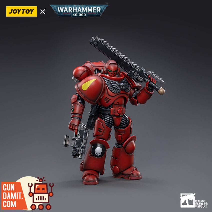 JoyToy 1/18 Blood Angels Intercessors Marine 03 with chainsword and bolt pistol action pose JoyToy 1/18 Blood Angels Intercessors Marine 03 with chainsword and bolt pistol action pose
