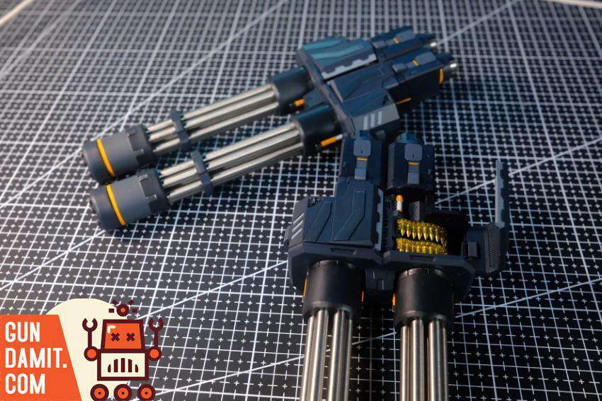 SH Studio IGEL weapon pack gatling unit with exposed ammo belt feed mechanism and twin barrel assemblies SH Studio IGEL weapon pack gatling unit with exposed ammo belt feed mechanism and twin barrel assemblies