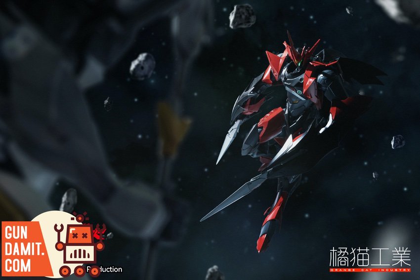 Orange Cat Industry Tekkaman Evil flying through space in dynamic action pose Orange Cat Industry Tekkaman Evil flying through space in dynamic action pose