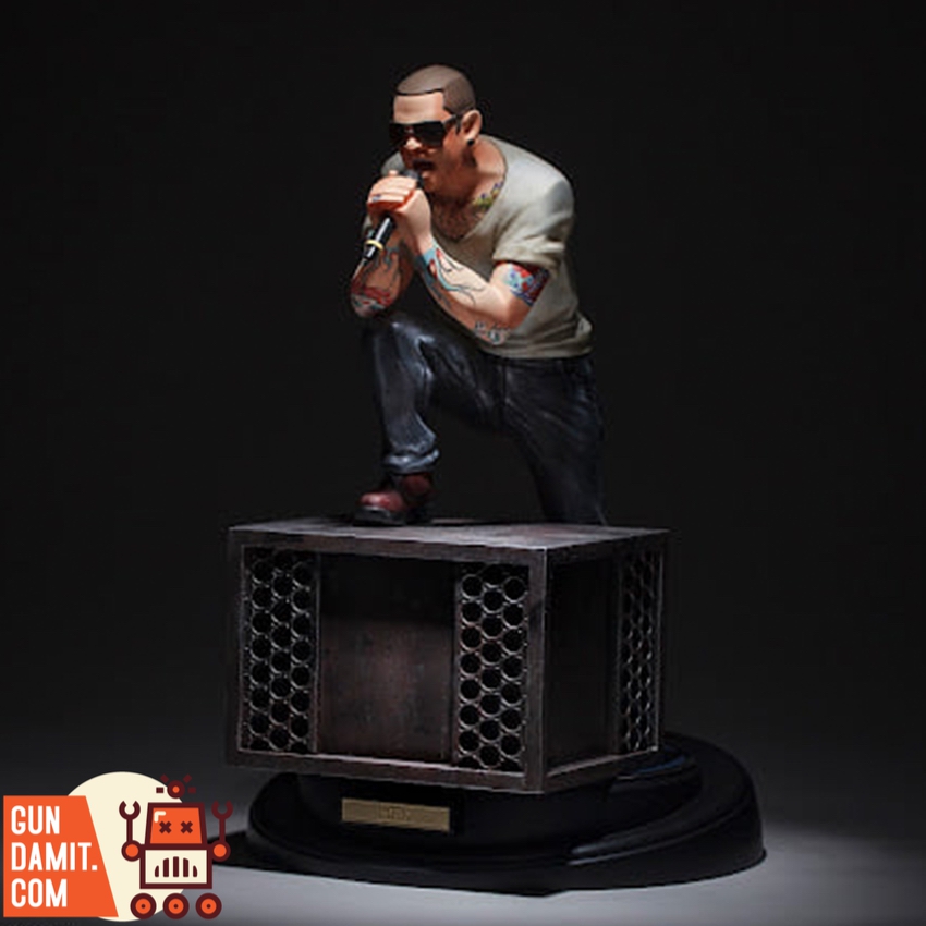 Fools Paradise Chester Bennington statue front view singing on speaker base Fools Paradise Chester Bennington statue front view singing on speaker base