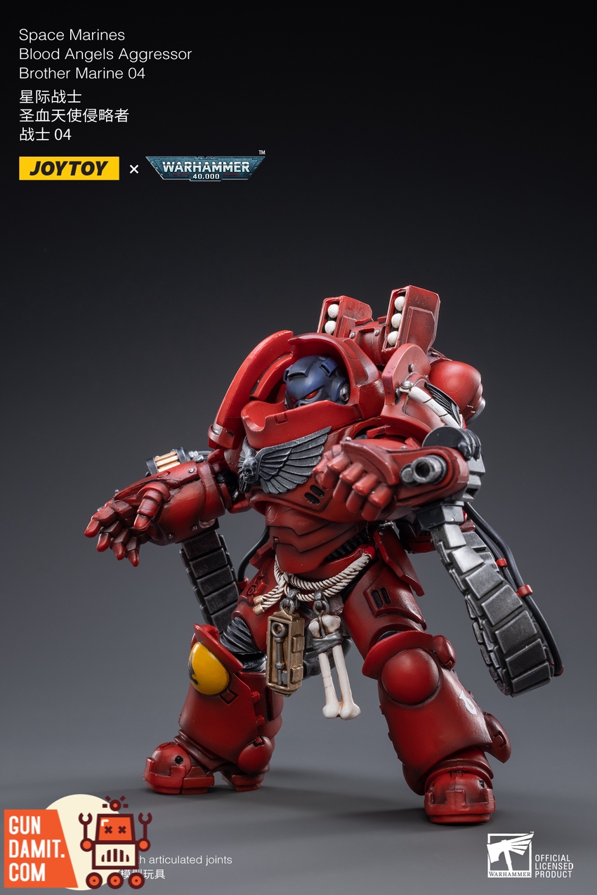JoyToy Blood Angels Aggressor Marine 04 front view with flamestorm gauntlets JoyToy Blood Angels Aggressor Marine 04 front view with flamestorm gauntlets