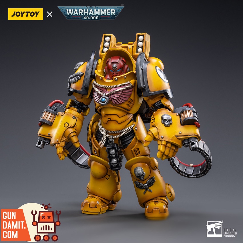 JoyToy Imperial Fists Intercessor Terminator heavy armored figure front view JoyToy Imperial Fists Intercessor Terminator heavy armored figure front view
