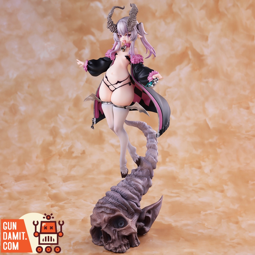 HASUKI Baa Baa Goat demon girl statue front view on skull base HASUKI Baa Baa Goat demon girl statue front view on skull base