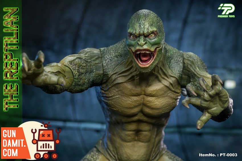 Premier Toys 1/6 The Reptilian Lizard aggressive stance close-up shot Premier Toys 1/6 The Reptilian Lizard aggressive stance close-up shot