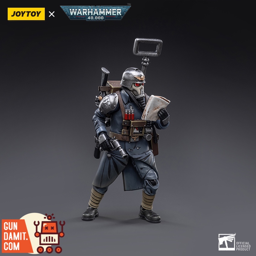 JoyToy 1/18 Death Korps of Krieg Communications Specialist front view with vox-caster antenna and map JoyToy 1/18 Death Korps of Krieg Communications Specialist front view with vox-caster antenna and map