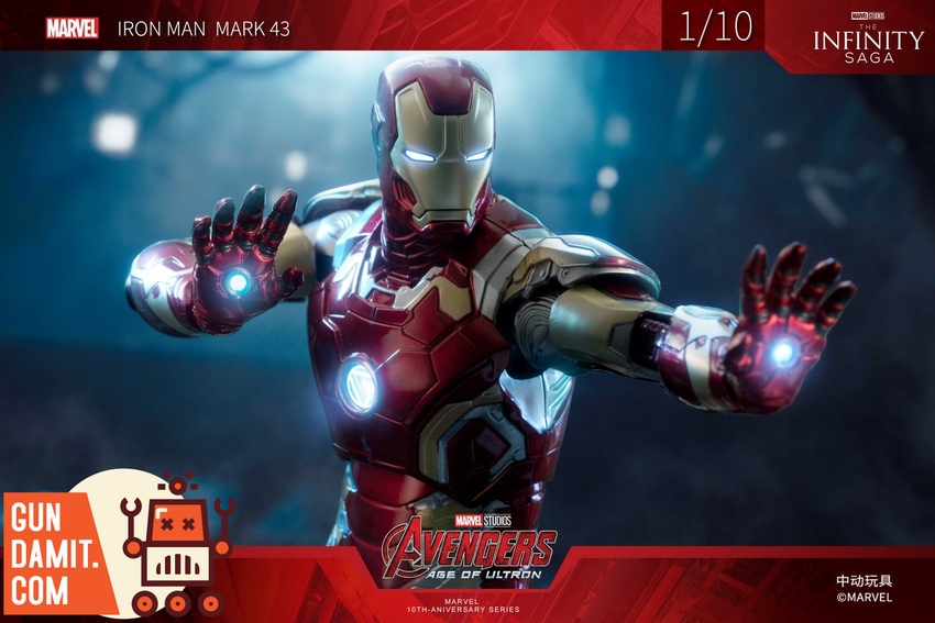 ZT Toys Iron Man Mark 43 LED light-up palm repulsor close-up ZT Toys Iron Man Mark 43 LED light-up palm repulsor close-up