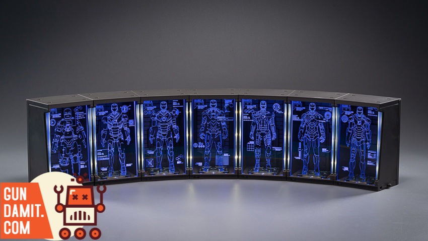 ZT Toys Iron Man hall of armor full LED garage display connected panoramic view ZT Toys Iron Man hall of armor full LED garage display connected panoramic view