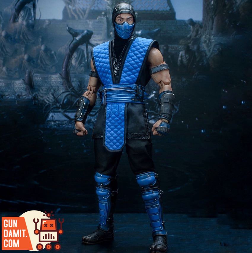 Storm Collectibles 1/6 Mortal Kombat Sub-Zero front standing pose in blue ninja outfit Storm Collectibles 1/6 Mortal Kombat Sub-Zero front standing pose in blue ninja outfit