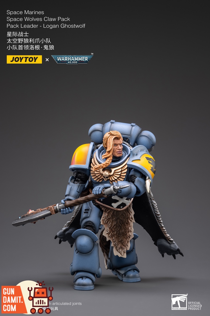 JoyToy Logan Ghostwolf Space Wolves figure charging forward with wolf cloak JoyToy Logan Ghostwolf Space Wolves figure charging forward with wolf cloak