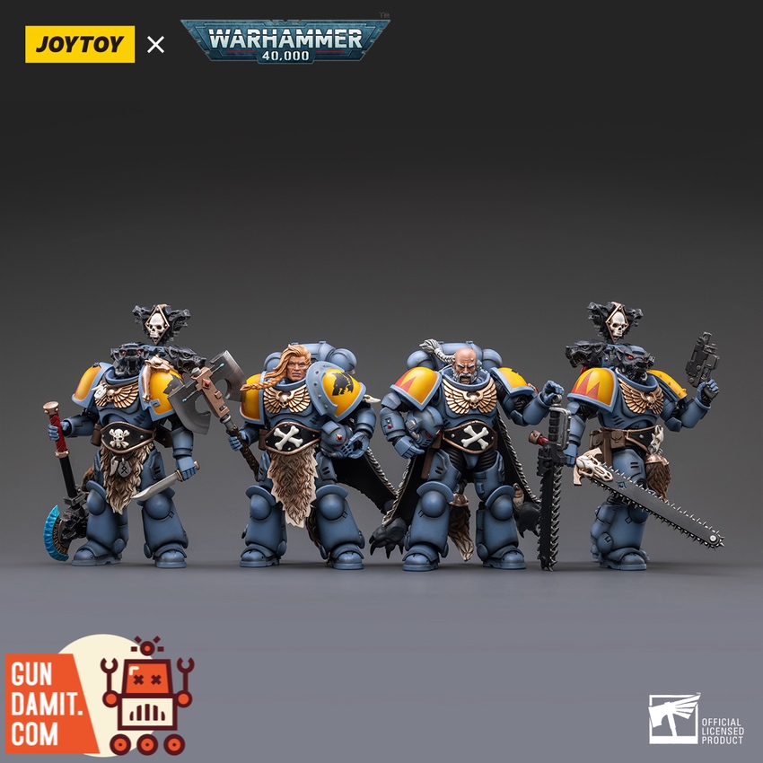 JoyToy 1/18 Space Wolves Claw Pack complete set of 4 figures front group view JoyToy 1/18 Space Wolves Claw Pack complete set of 4 figures front group view
