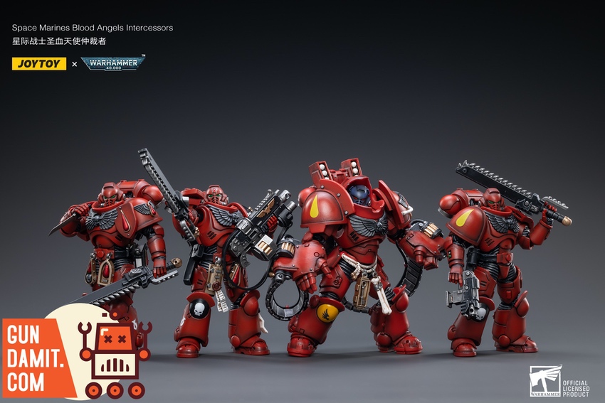JoyToy Blood Angels Intercessors 4-figure set alternate angle group line-up JoyToy Blood Angels Intercessors 4-figure set alternate angle group line-up