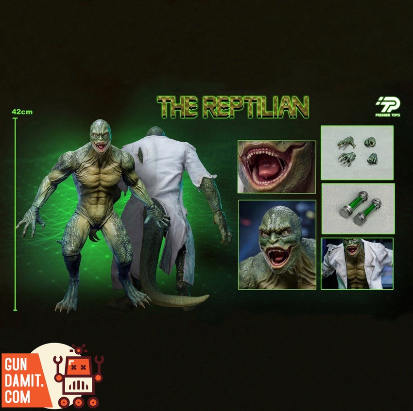 Premier Toys PT0003A 1/6 The Reptilian Lizard figure overview with accessories and interchangeable parts Premier Toys PT0003A 1/6 The Reptilian Lizard figure overview with accessories and interchangeable parts