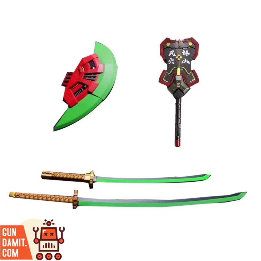 4th Party upgrade kit for MCT-J02 Takeda Shingen fluorescent version with green-glowing katana swords and shield 4th Party upgrade kit for MCT-J02 Takeda Shingen fluorescent version with green-glowing katana swords and shield