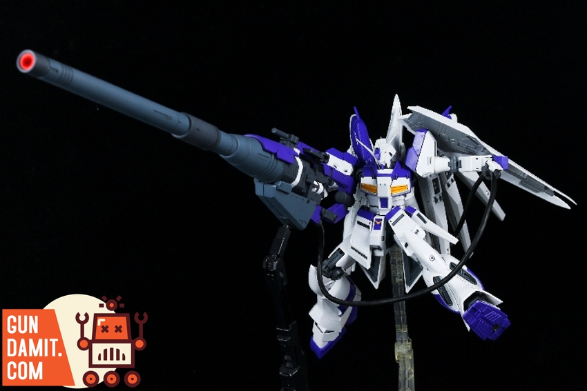 Effects Wings Mega Bazooka Hi-Nu Gundam dynamic pose with funnels deployed Effects Wings Mega Bazooka Hi-Nu Gundam dynamic pose with funnels deployed