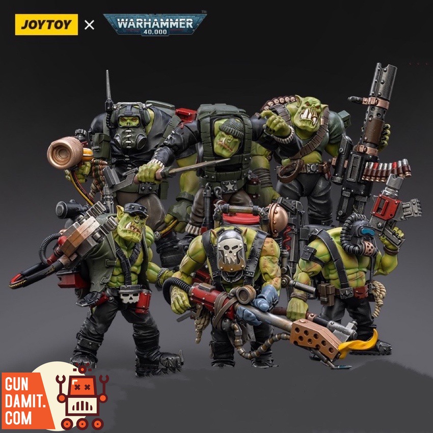 JoyToy Warhammer 40K Ork Kommandos full squad of 6 group shot JoyToy Warhammer 40K Ork Kommandos full squad of 6 group shot