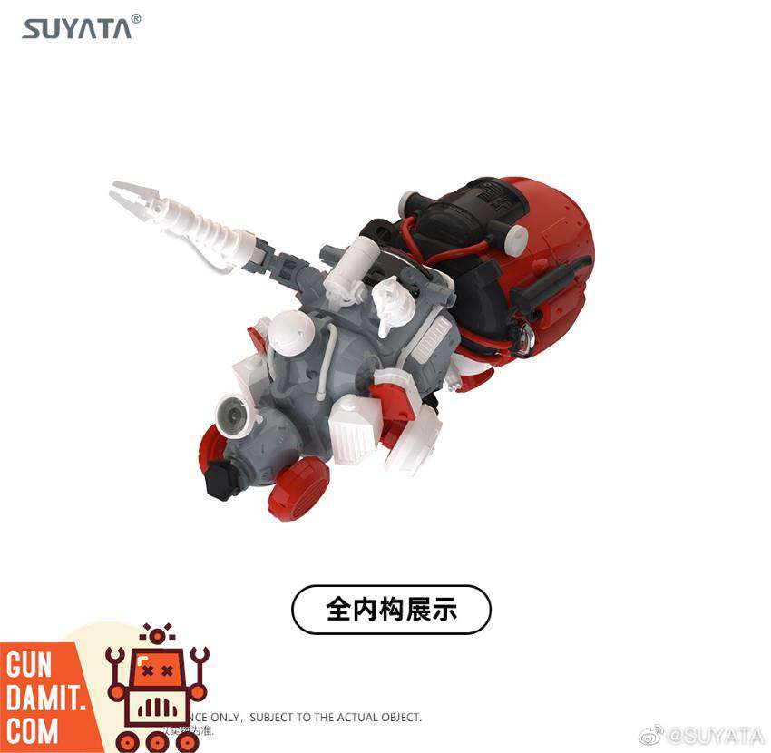 Suyata Mechanical Atlas model kit inner frame detail view with red mechanical components exposed Suyata Mechanical Atlas model kit inner frame detail view with red mechanical components exposed