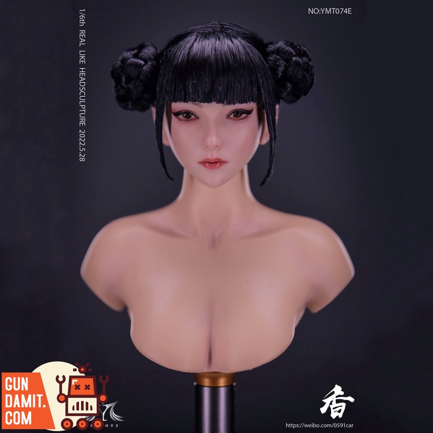 YMToys YMT074E Xiang Girl head sculpt close-up front view with bangs and double buns YMToys YMT074E Xiang Girl head sculpt close-up front view with bangs and double buns