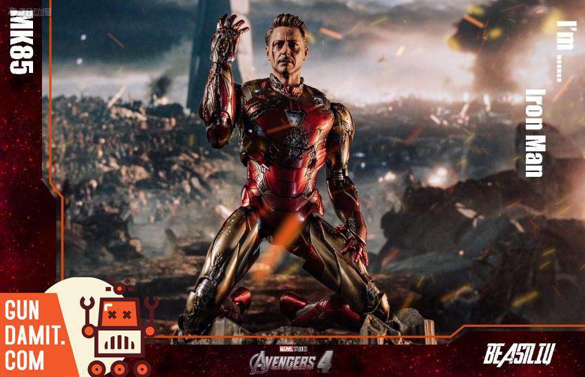 Hot Toys 1/6 Iron Man MK85 Battle Damaged full figure standing pose Hot Toys 1/6 Iron Man MK85 Battle Damaged full figure standing pose