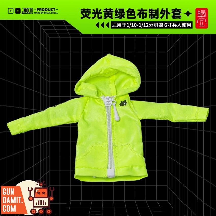 Snail Shell fluorescent yellow-green hooded coat for 1/12 scale figures product shot Snail Shell fluorescent yellow-green hooded coat for 1/12 scale figures product shot