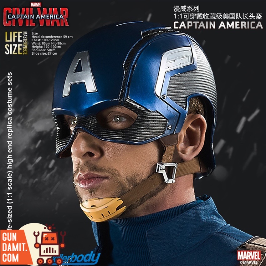 Killerbody KB20096-1 Captain America helmet life-size worn display Civil War version Killerbody KB20096-1 Captain America helmet life-size worn display Civil War version
