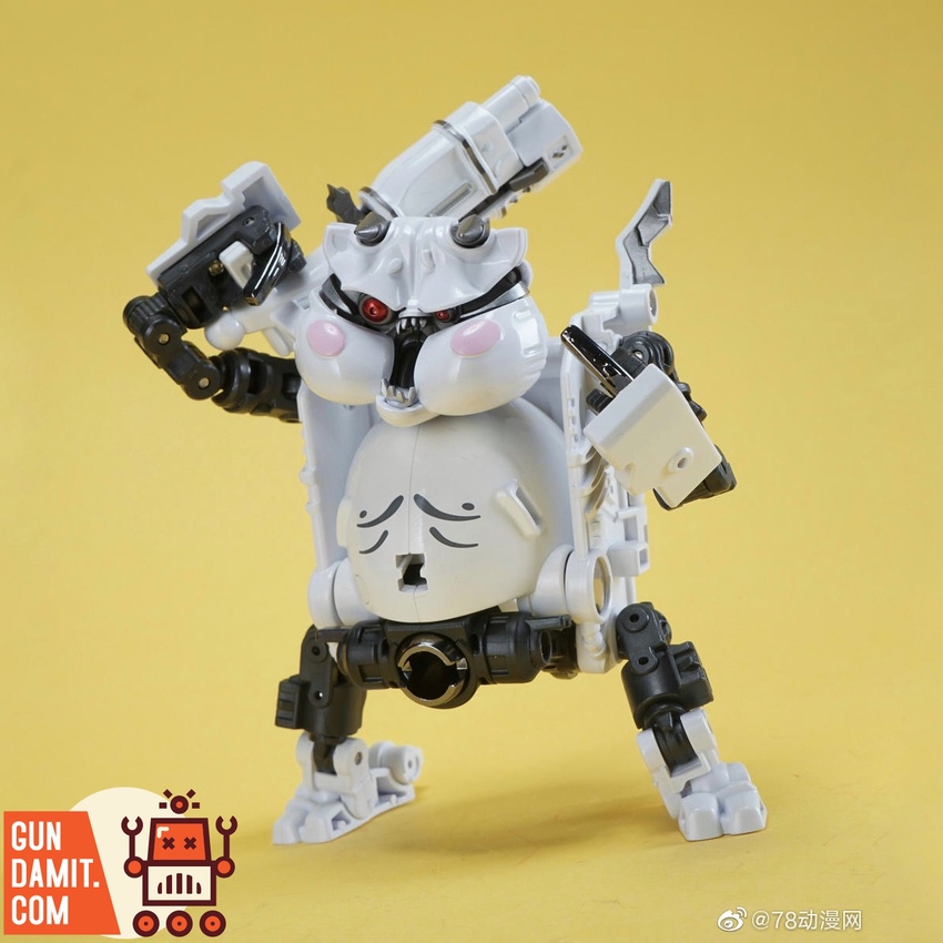 ToyWolf W-02 Water Man white hamster mecha figure in combat pose with weapons ToyWolf W-02 Water Man white hamster mecha figure in combat pose with weapons