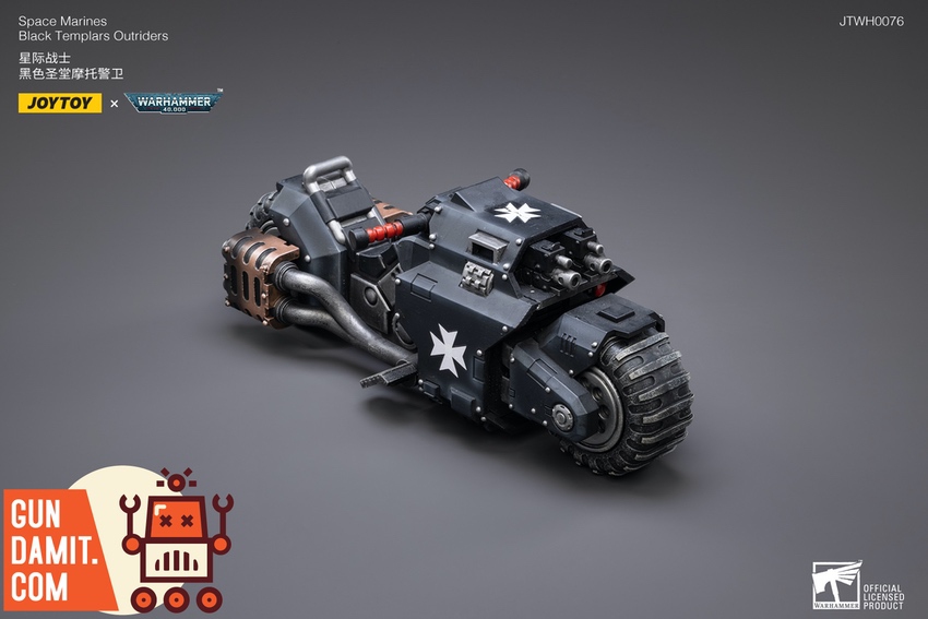 JoyToy Black Templars Outriders bike three-quarter angle with cross markings JoyToy Black Templars Outriders bike three-quarter angle with cross markings