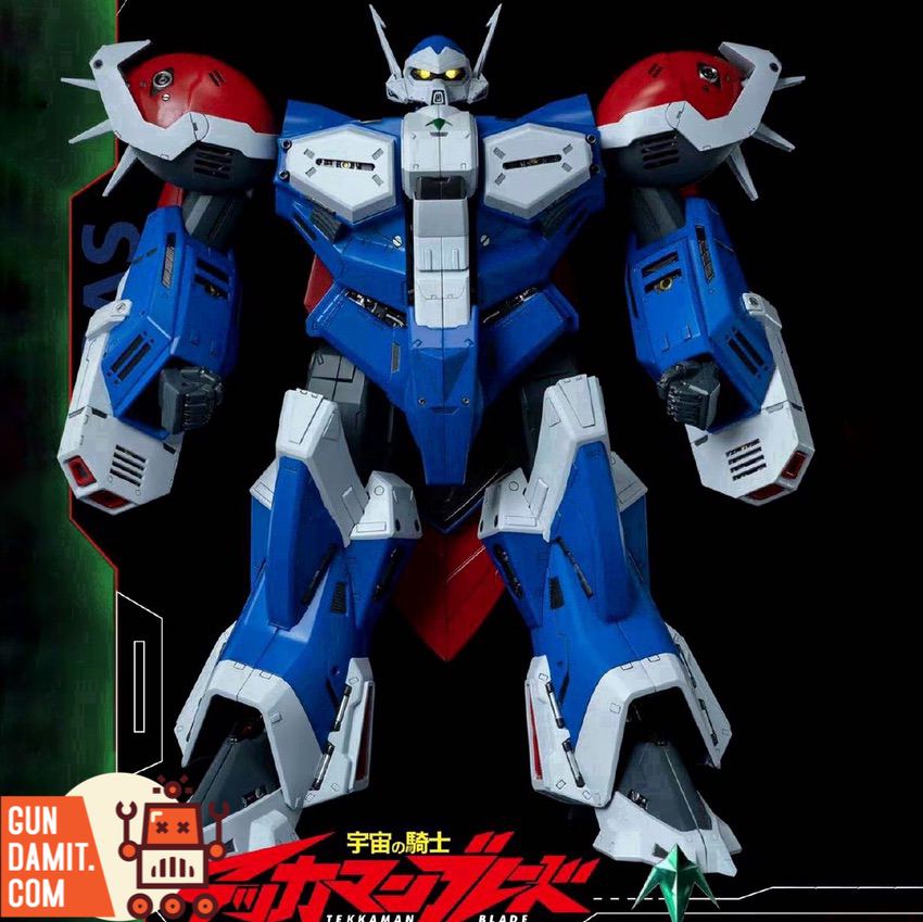 Sky X Studio Tekkaman Blade Pegas statue front view of blue mecha carrier robot mode Sky X Studio Tekkaman Blade Pegas statue front view of blue mecha carrier robot mode