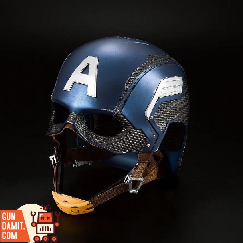 Killerbody KB20096-1 Captain America 1/1 wearable helmet front three-quarter view Killerbody KB20096-1 Captain America 1/1 wearable helmet front three-quarter view