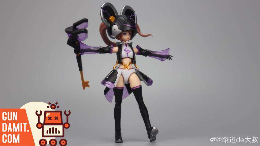Front view of Shadow Rat figure in light armor mode with staff weapon and mouse ear helmet Front view of Shadow Rat figure in light armor mode with staff weapon and mouse ear helmet