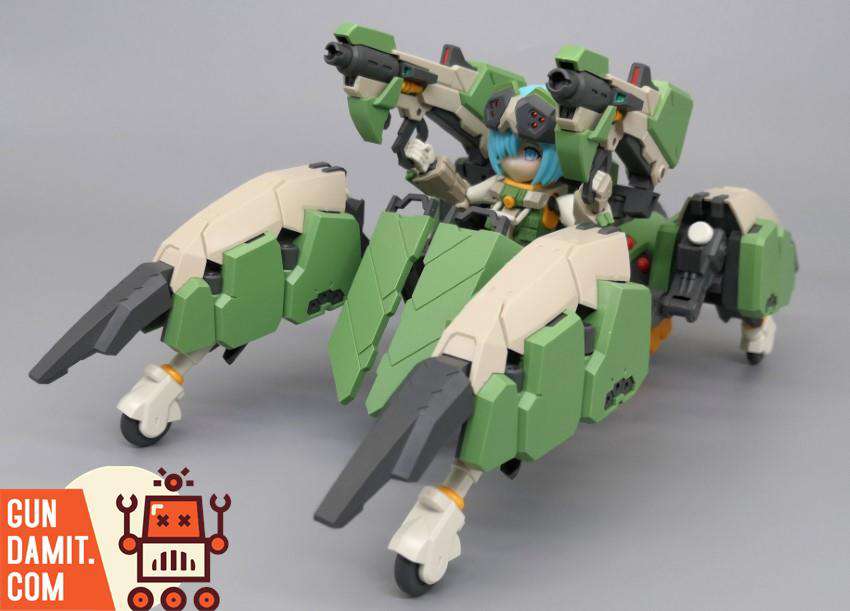 Guard Spider Feidy model kit in spider mecha mode with green armored legs and mounted weapons Guard Spider Feidy model kit in spider mecha mode with green armored legs and mounted weapons