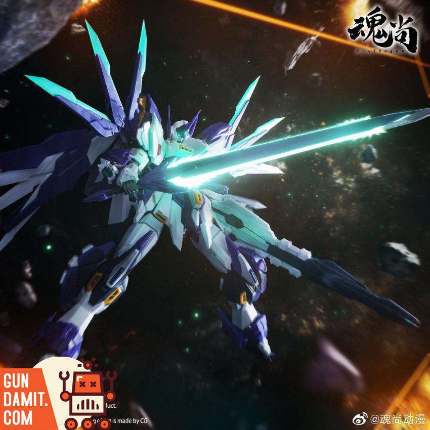 HunShang 1/100 Assault Shadow Strike CG render with glowing energy sword in space HunShang 1/100 Assault Shadow Strike CG render with glowing energy sword in space
