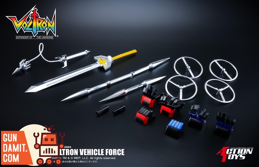 Voltron Vehicle Force weapon accessories and replacement hands layout Voltron Vehicle Force weapon accessories and replacement hands layout