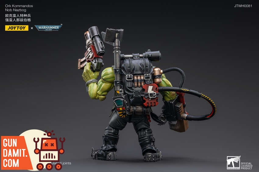 JoyToy Ork Kommandos Nob Nazbog rear view with heavy weapon backpack JoyToy Ork Kommandos Nob Nazbog rear view with heavy weapon backpack