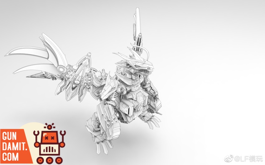 Mechanical Dragon model kit side view with extended wings and armored tail Mechanical Dragon model kit side view with extended wings and armored tail