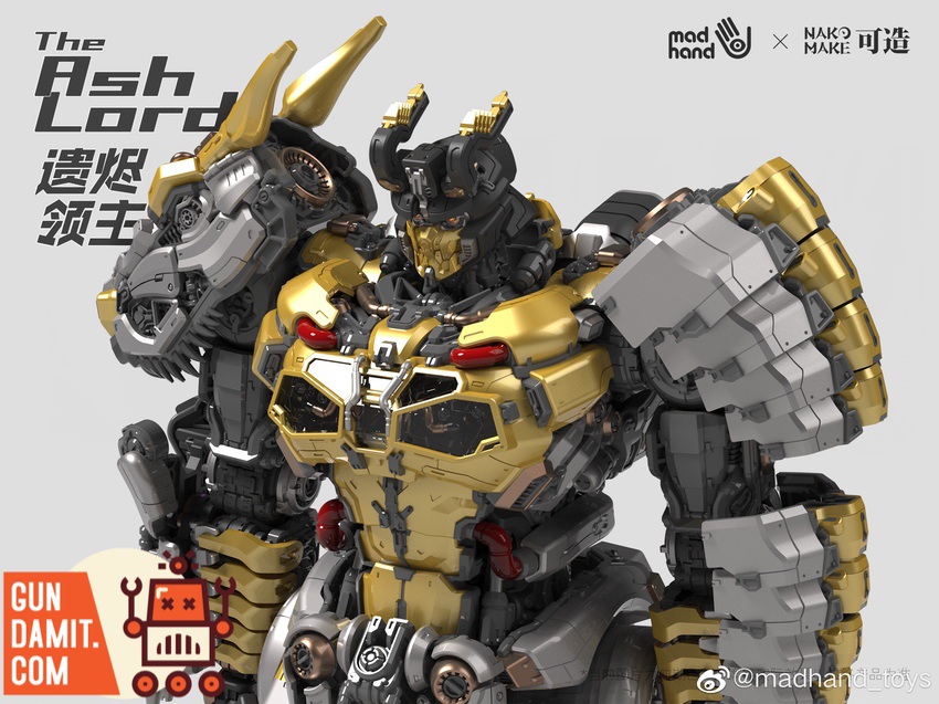 Madhand x Nako Make LR-03 Grimlock Ash Lord painted close-up showing gold and black armor detail Madhand x Nako Make LR-03 Grimlock Ash Lord painted close-up showing gold and black armor detail