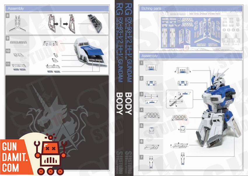 RG Hi-Nu Gundam with SH Studio photo-etch detail front view RG Hi-Nu Gundam with SH Studio photo-etch detail front view